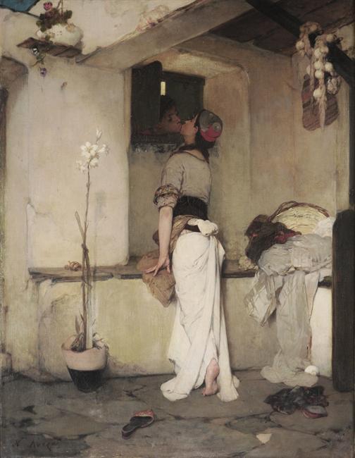 Νικηφόρος Λύτρας Το φίλημα, 1878 Λάδι σε μουσαμά, 79