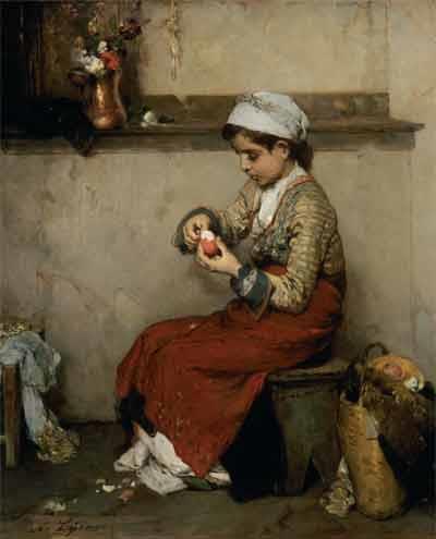 Νικηφόρος Λύτρας Το αυγό του Πάσχα, 1882, λάδι σε μουσαμά,