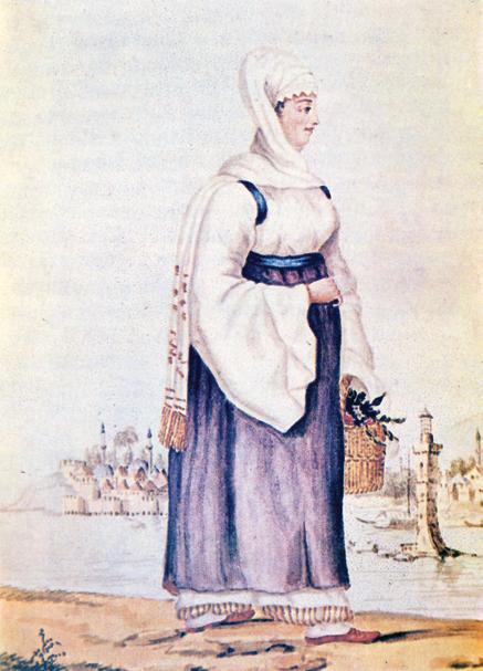 53 Εικ. 2. Χωρική της Λέσβου (Payzanne de l isle de Metelen, G. W. Graf von Rumpf, Collection of 156 Original Drawings of the Ottoman Empire, 1768-9).