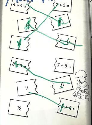 Εικόνα 4.48: Προσθέσεις (Στέφανος) Περιγραφή: Στην συγκεκριμένη άσκηση ο μαθητής πρέπει αφού υπολογίσει το άθροισμα, να το αντιστοιχίσει με το σωστό αποτέλεσμα.
