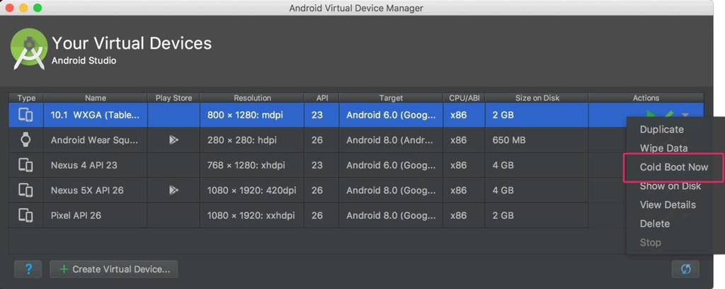 Εικόνα 3.3: Android Virtual Device Manager [12] 3.2 Backend as a service - Firebase Εικόνα 3.4: Firebase Logo [13] Το Firebase [13] (Εικόνα 3.