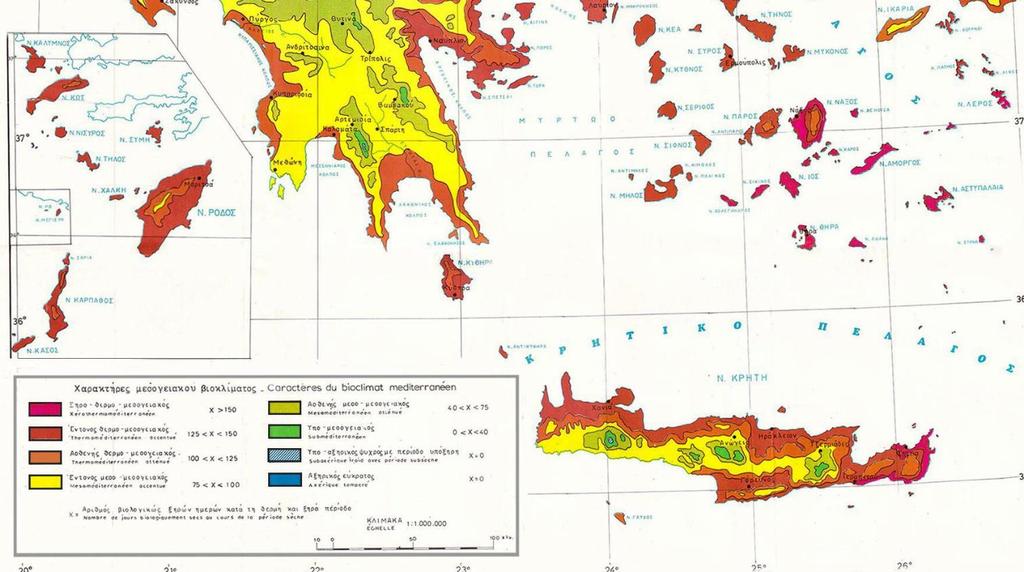 Περιοχή Μελέτης Εικόνα 40: Βιοκλιματικός χάρτης, με βάση τον