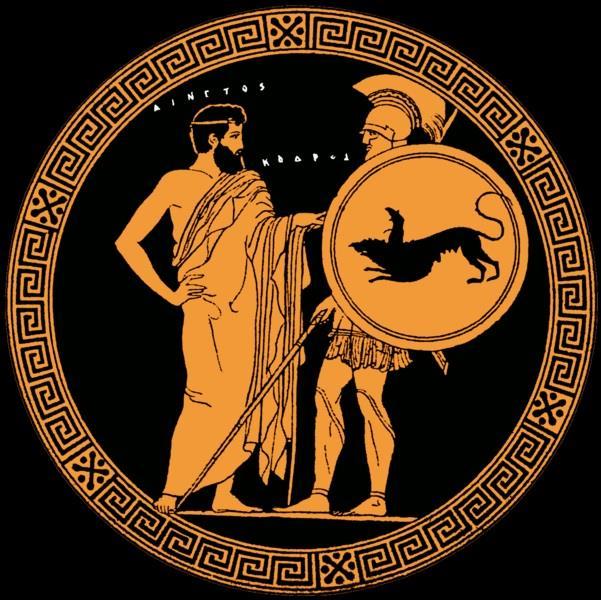 Ο Κόδρος αποχαιρετά τον Αίνετο Ερυθρόμορφη κύλικα Αρχαιολογικό