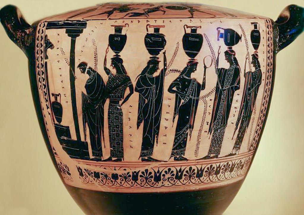 Μελανόμορφη υδρία που απεικονίζει γυναίκες στην πηγή της Καλλιρόης