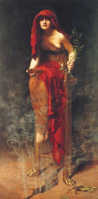 Η Πυθία Priestess of Delphi Πίνακας του John Collier, 1891 Art Gallery of South