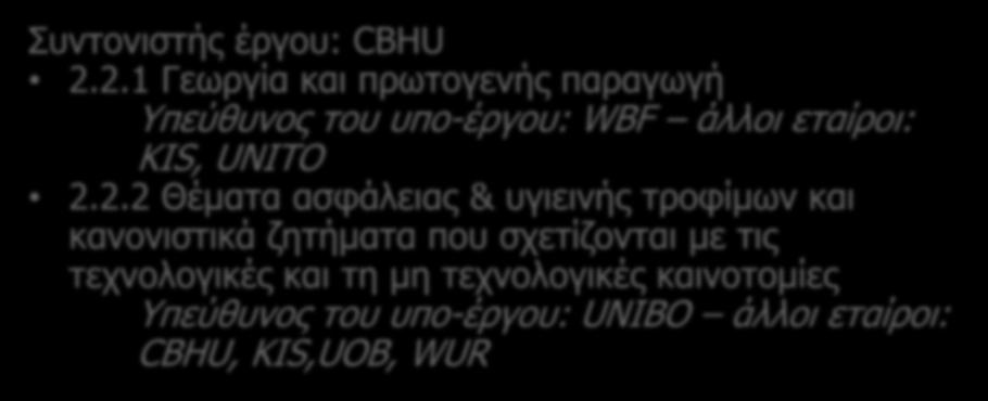 Καταμερισμός του έργου και περιγραφή των καινοτόμων λύσεων Συντονιστής έργου: CBHU 2.