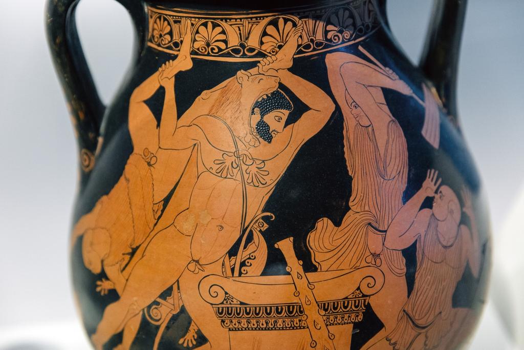 Ο Ηρακλής παλεύει και φονεύει το Βούσιρι Από τις Θεσπιές Βοιωτίας. Γύρω στα 470 π.χ.