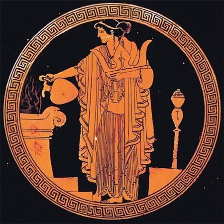 Ιέρεια τελεί θυσία Ερυθρόμορφο αγγείο Μουσείο Τεχνών Τολέδο, Ισπανία