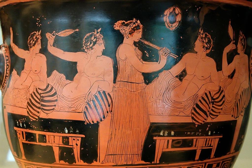 Σκηνή συμποσίου σε ερυθρόμορφο αττικό κρατήρα 420 π.χ.
