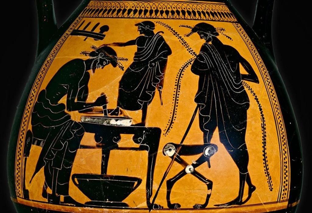 Αθηναϊκό μελανόμορφο αγγείο με παράσταση υποδηματοποιού Μουσείο