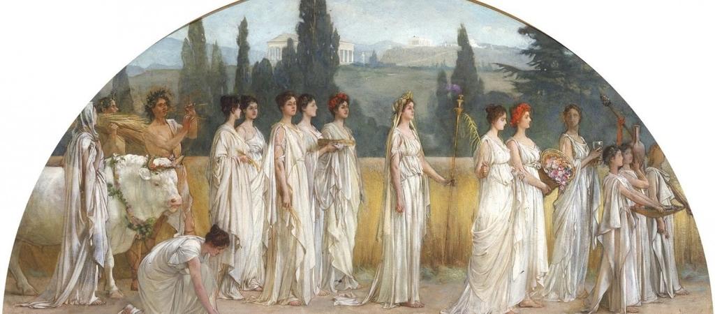 Η πομπή των Θεσμοφορίων προς τιμήν της Δήμητρας και της Περσεφόνης Ανάλογη πομπή ήταν και η πομπή των