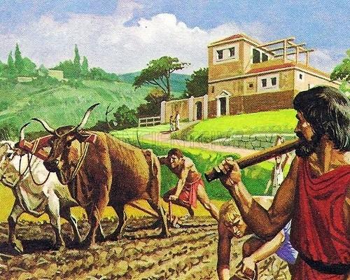 Σκηνή οργώματος στην αρχαιότητα καλλιτεχνική απεικόνιση Πηγή εικόνας: