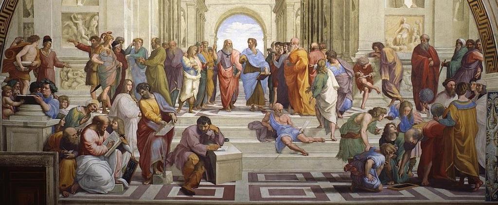 «Η ΣΧΟΛΗ ΤΩΝ ΑΘΗΝΩΝ» Πίνακας του Raffaelo Santi που απεικονίζει τους αρχαίους Έλληνες φιλοσόφους και βρίσκεται στην «Αίθουσα της Υπογραφής»