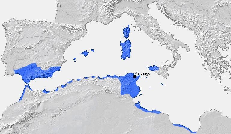 Η Καρχηδόνα και οι κτήσεις της κατά τον 3 ο αιώνα π.χ. Πηγή εικόνας: https://de.