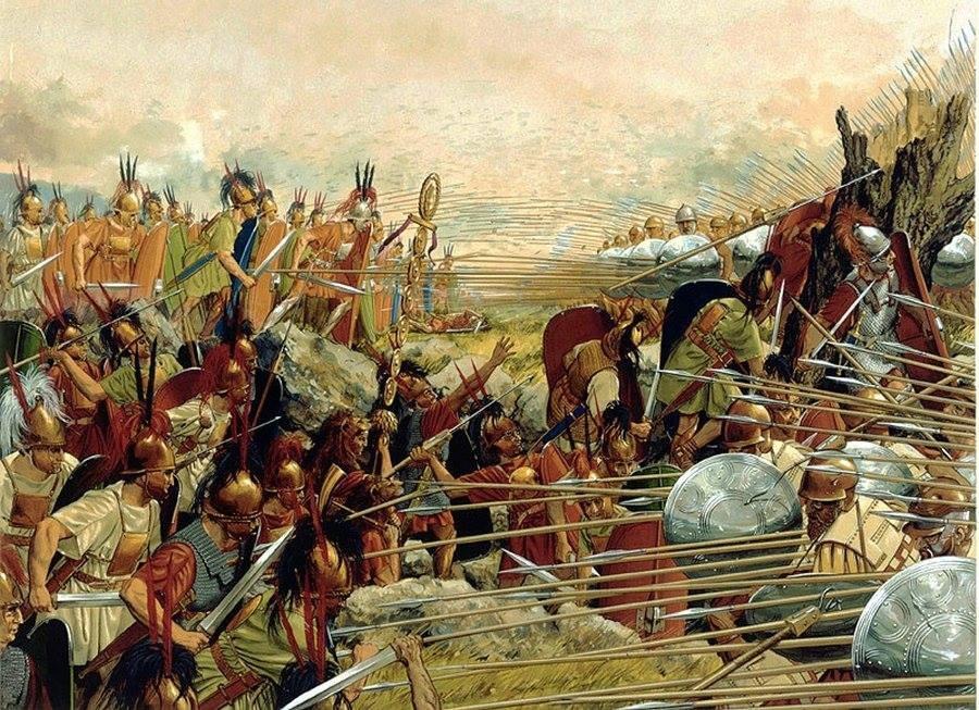 Καλλιτεχνική απεικόνιση της μάχης στις Κυνός Κεφαλές Πηγή εικόνας: