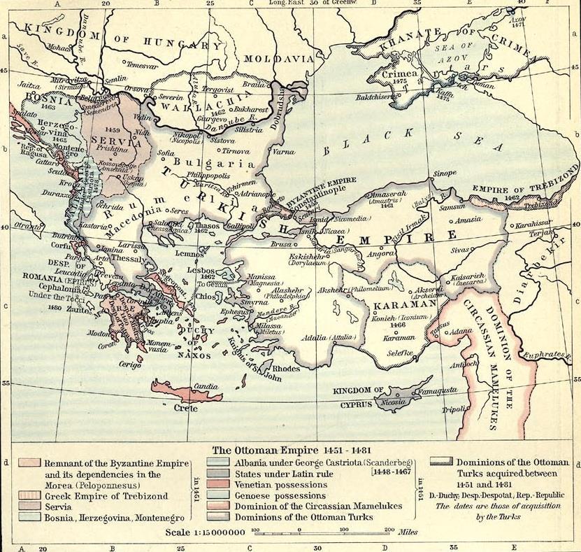 Βαλκάνια και Μικρά Ασία κατά το έτος 1451 Πηγή εικόνας: