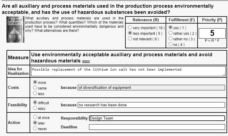 Η τελευταία ερώτηση της λίστας αφορά το κατά πόσον τα βασικά και τα βοηθητικά υλικά του προϊόντος είναι φιλικά προς το περιβάλλον και εάν η χρήση τοξικών υποκατάστατων έχει αποφευχθεί.