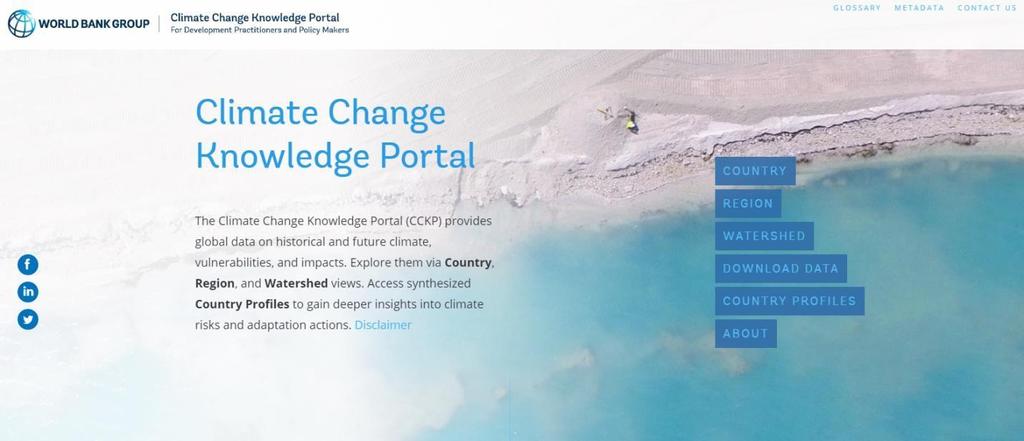 Εικόνα 7: Αρχική σελίδα του Climate Change Knowledge Portal (https://climateknowledgeportal.worldbank.org/ ).