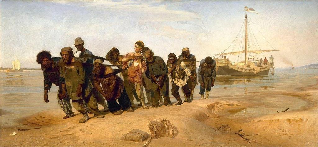 Ρώσοι χωρικοί σέρνουν πλοίο στον Βόλγα ποταμό - Πίνακας του Ilya Repin Ρωσικό
