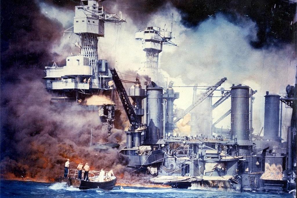 Η καταστροφή του αμερικανικού στόλου στο Pearl Harbor Εθνικό αρχείο