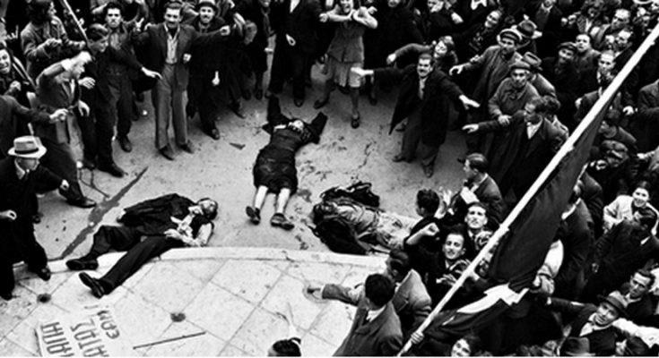 Οι δυνάμεις ασφαλείας άρχισαν να πυροβολούν τον κόσμο που διαδήλωνε στην Αθήνα στις 3 Δεκεμβρίου 1944 «στο ψαχνό» σκοτώνοντας 30 και τραυματίζοντας 148