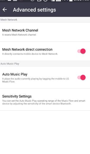 Λειτουργία 53 Μενού [Advanced Settings] Mesh Network Channel Εάν η κανονική αναπαραγωγή ή η ομαδική αναπαραγωγή δεν είναι ομαλή με τη χρήση πολλαπλών ηχείων, ορισμένα με ασύρματη σύνδεση, αλλάξτε το