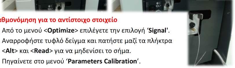 Πηγαίνετε στο μενού Parameters Calibration. Standard Conc. 0 (μέτρηση τυφλού). Στο πεδίο αυτό γίνεται η μέτρηση του τυφλού δείγματος, έχει οριστεί η τιμή μηδέν και δεν αλλάζει.