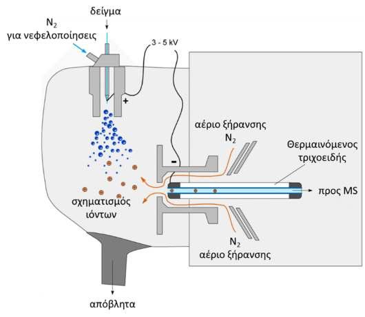 εισέρθουν μόνο τα θετικά φορτισμένα μόρια. Το σύστημα είναι σε ατμοσφαιρική πίεση, το κενό ξεκινάει από την είσοδο του οργάνου.