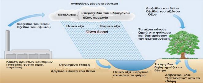 Δραστηριότητα 3 η Με τη βοήθεια των παρατηρήσεών σας από τα πειράματα και του Σχήματος 1, περιγράψτε τον κύκλο της όξινης βροχής. Σχήμα 1: [Πηγή http://physiclessons.