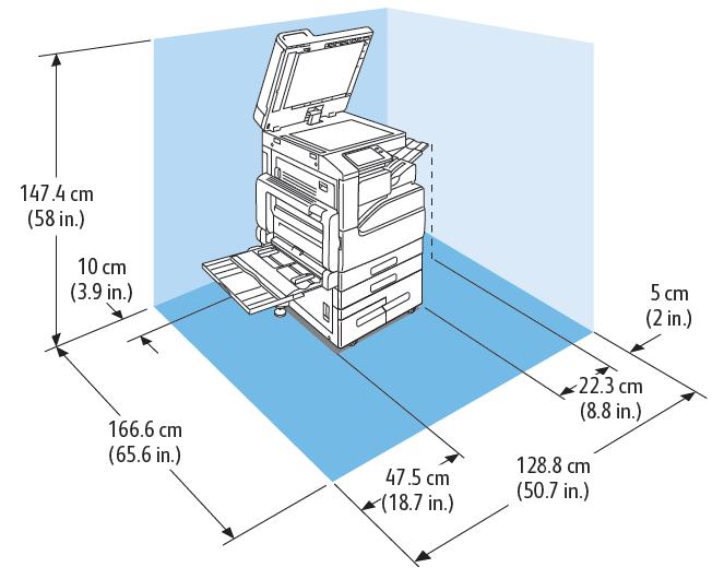 Τεχνικά χαρακτηριστικά Απαιτήσεις ελεύθερου χώρου για έναν δίσκο και βάση Πλάτος: 111,5 εκ. (43,9 ίντσες) Βάθος: 166,6 εκ. (65,6 ίντσες) Ύψος: 147,4 cm (147,32 cm.