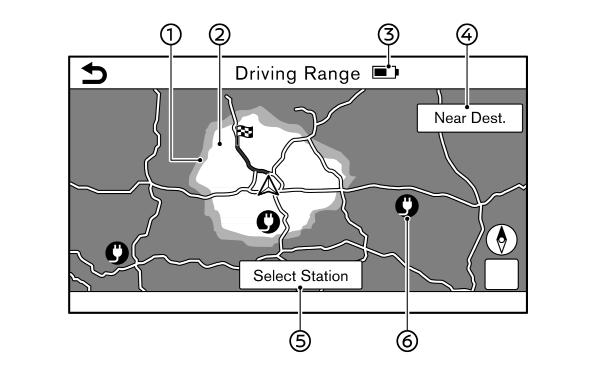 ΡΒΗ0063Χ Πώς να δείτε την οθόνη αυτονομίας οδήγησης (1) Απόσταση οδήγησης (γκρι): Εμφανίζεται μία εκτιμώμενη παρατεταμένη αυτονομία οδήγησης όταν έχετε κλειστό το σύστημα ελέγχου κλιματισμού.