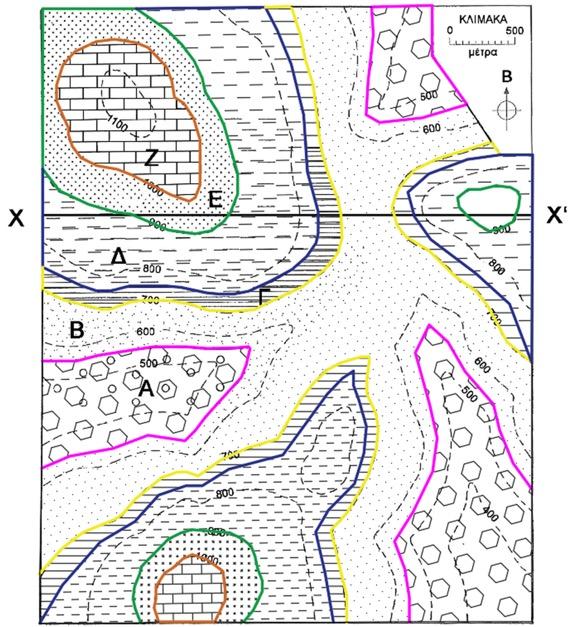Εύρεση ορίων γεωλογικών σχηματισμών με τομή Ε/Δ (900)