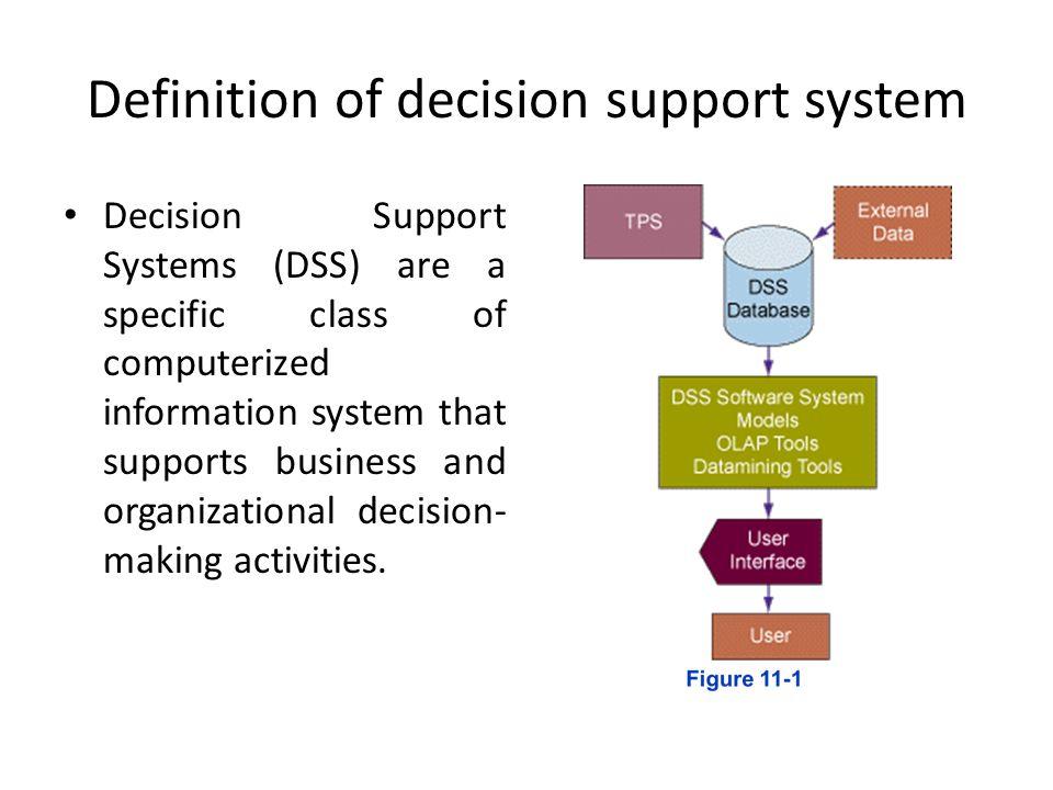 Decision Support System (DSS): Inputs: databases optimized για statistical analysis Processing: Simulations και statistical analysis Outputs: Responses to queries; statistical test results.