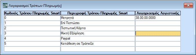 2.3 ΒΗΜΑ 3: Λογαριασμοί Τρόπων Πληρωμής Στην επιλογή «Γενική Λογιστική\ Epsilon Smart\ Λογαριασμοί Τρόπων Πληρωμής», θα επιλέξετε τον