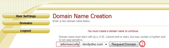 Στη συνέχεια στο πλαίσιο πριν την τελεία, βάζουμε το όνομα (domain name) που