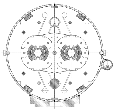 1.3 Βασικ ες παρ αµετροι του LHC 19 Σχ ηµα 1.8: Σχηµατικ η δι αταξη του LHC, οπου φα ινονται οι θ εσεις των πειραµ ατων. Σχ ηµα 1.9: ιατοµ ηεν ος υπεραγ ωγιµου διπολικο υ µαγν ητη του LHC.