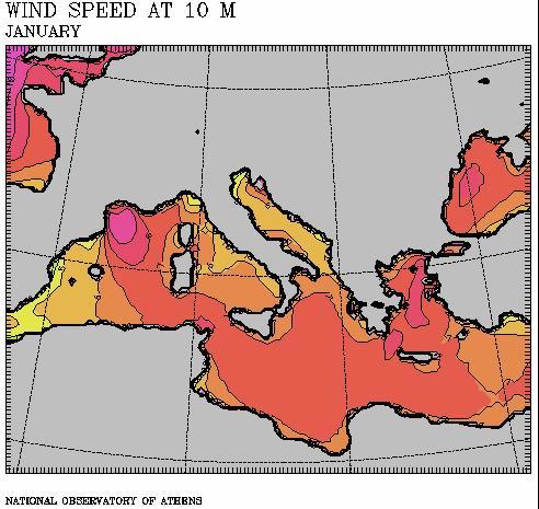 Μελέτη για την Ένταση και τη Διεύθυνση των Ανέμων στη Θαλάσσια Περιοχή της Μεσογείου.