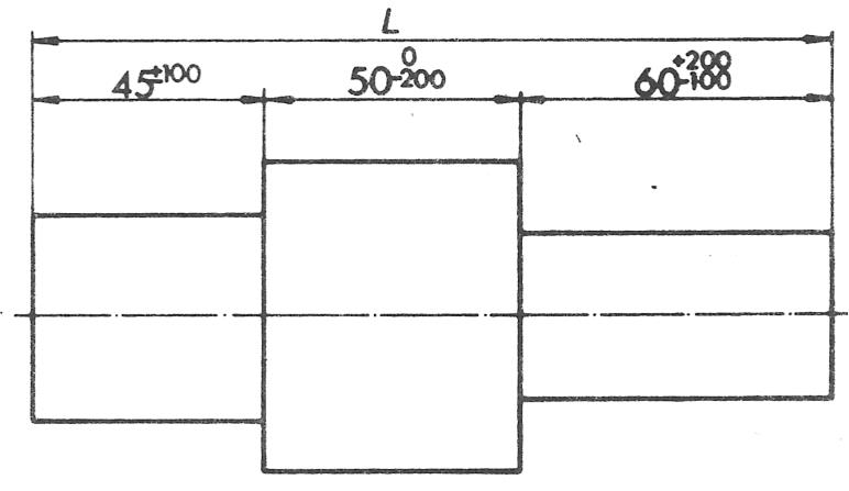Πρόσθεση διαστάσεων με ανοχές Να υπολογισθεί η διάσταση L και οι ανοχές της. Λύση: Lmax=45.100 + 50.000 + 60.200 = 155.300mm. Lmin=44.900 + 49.800 + 59.900= 154.600mm.