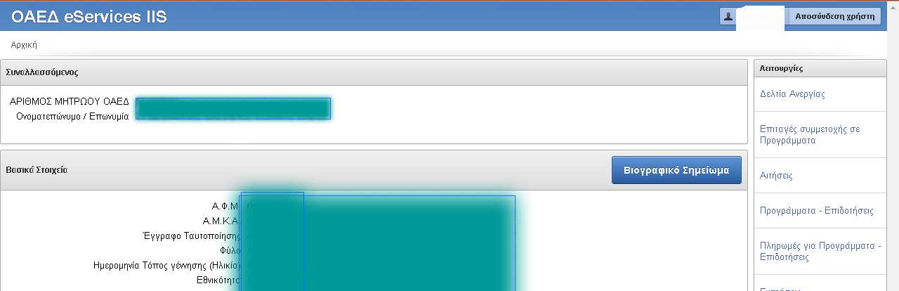Κατόπιν εμφανίζεται η οθόνη με το προφίλ σας η οποία είναι ανάλογη με την παρακάτω