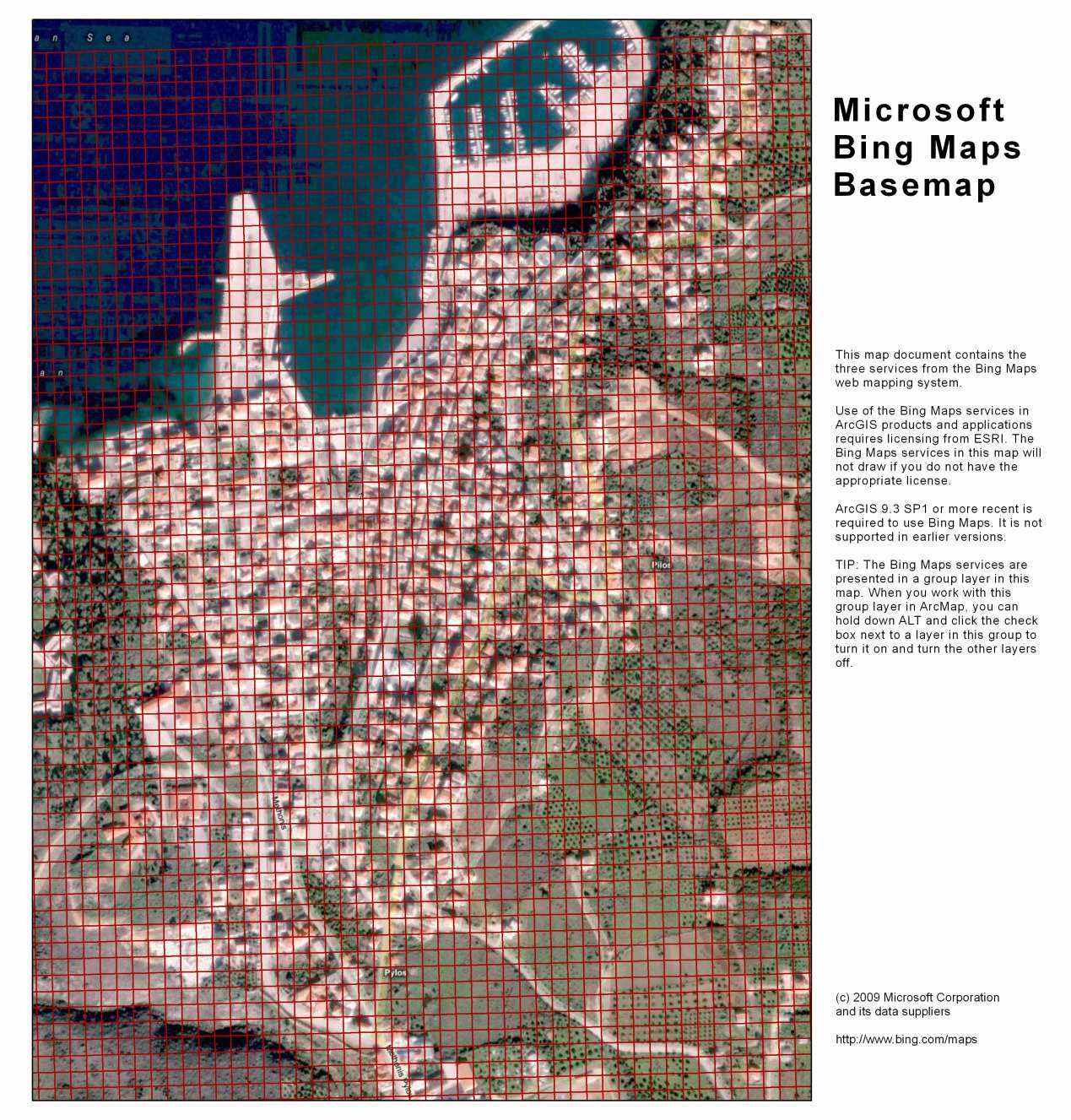 Χάρτης 11: ορυφορική απεικόνιση της περιοχής της Πύλου από Microsoft Bing Maps.
