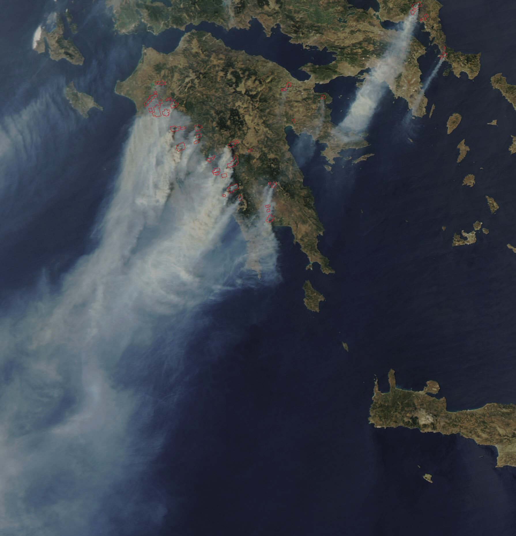 Μία Γρήγορη Ματιά στις Δασικές Πυρκαγιές: Γεγονότα, Αριθμοί και Τάσεις στην ΕΕ 19 Εικόνα 9. Ανεξέλεγκτες πυρκαγιές στην Ελλάδα (Αύγουστος 2007).