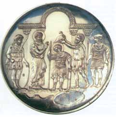 Παλαιοχριστιανική / Πρωτοβυζαντινή περίοδος 41. Ασημένιος δίσκος με παράσταση των Γάμων του Δαυίδ και της Μιχάλ, 613-629, Κυπριακό Μουσείο, Λευκωσία. 42.