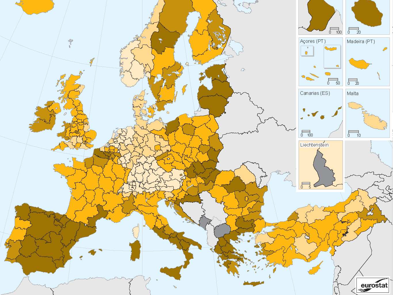 κοντά στην πυκνότητα της ΕΕ, µε µεγαλύτερη πυκνότητα από αυτήν του