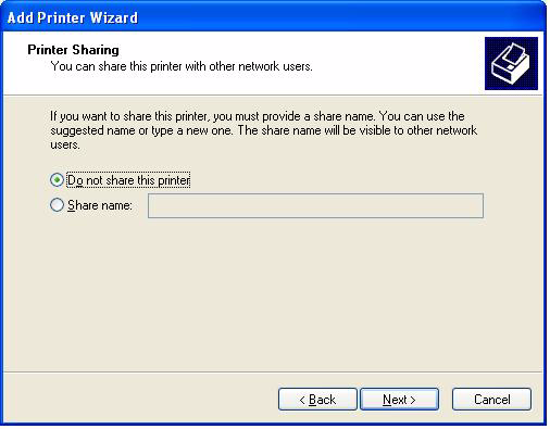 Εγκατάσταση σε Windows 13. Επιλέξτε αν θέλετε να είναι κοινός ο εκτυπωτής µε τους υπόλοιπους χρήστες του δικτύου, εκτυπώστε µια δοκιµαστική σελίδα κ.τ.λ. Επιλέξτε το κατάλληλο κουµπί και κάντε κλικ στο Next [Επόµενο] και στο Finish [Τέλος].
