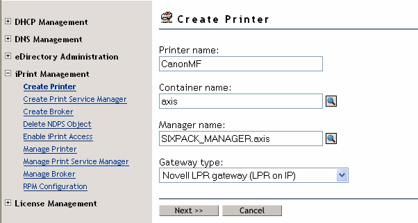 Προσθήκη εκτυπωτών στο NetWare 4. Επιλέξτε NDPS Printers[Εκτυπωτές NDPS] και επιλέξτε NDPS Controlled Access Printers[Εκτυπωτές NDPS ελεγχόµενης πρόσβασης]. 5.