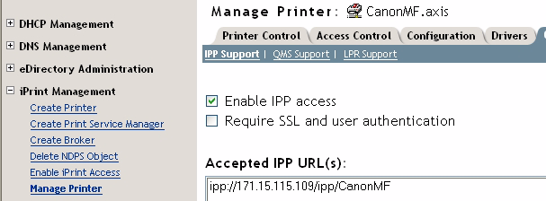Προσθήκη εκτυπωτών στο NetWare Κάντε κλικ στο Back [Επιστροφή] για να επιστρέψετε στην κύρια σελίδα του Manage Printer ( ιαχείριση εκτυπωτή).