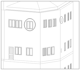 57: The façade of the parochial house, where the