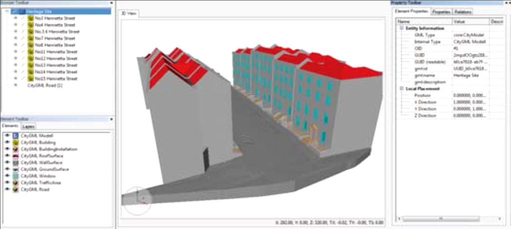 Appendix Figure 2.9: CityGML model showing semantic classes. Figure 2.10: Exterior view of the BIM model of the Casino in Ghent. Figure 2.13 : Geometric building components that are annotated to the 'central hall' of the Casino in Ghent.