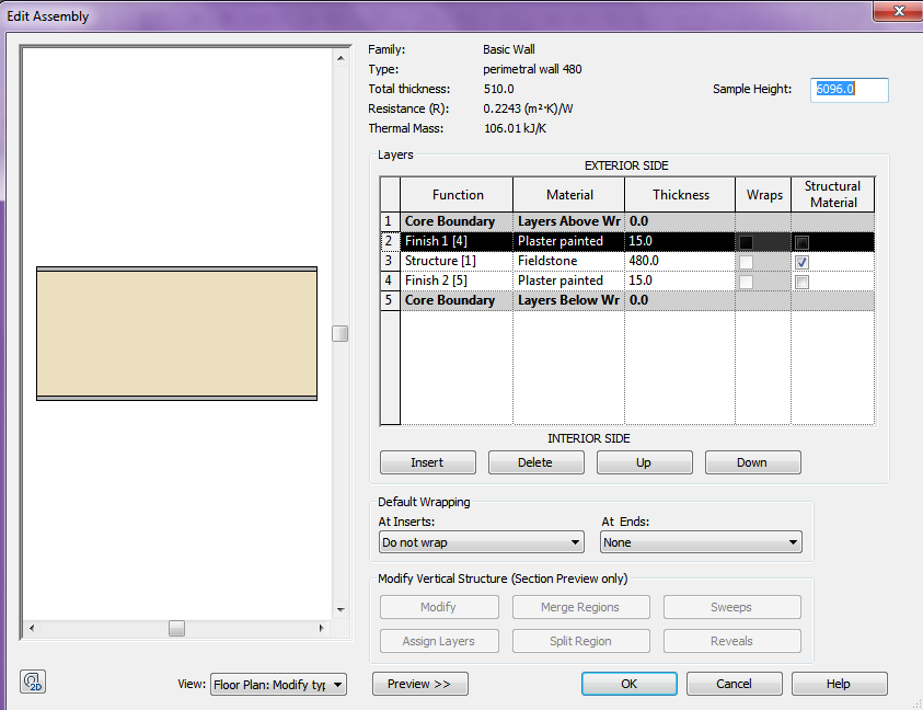 43: Modifying the material layers of the wall family