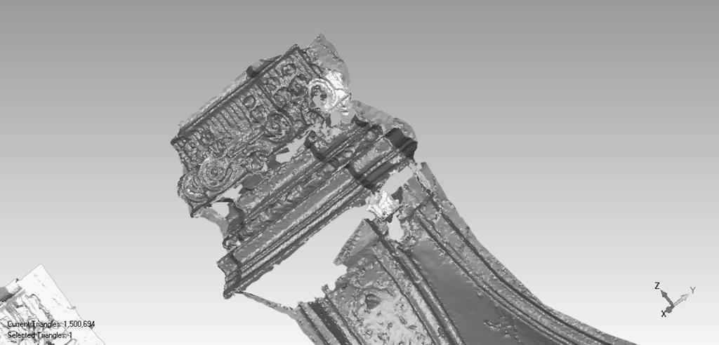 Chapter 3: Case Study-The Church of Santa Maria (Scaria, Italy) Figure 3.16: The connection between the arch and the capital before (above) and after the hole filling (below).